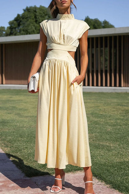 Jennifer | Elegantes Midi-Kleid mit Cut-Out und Taschen