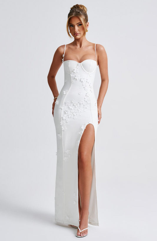 Alexander | Elegantes Blumenapplikations-Maxikleid