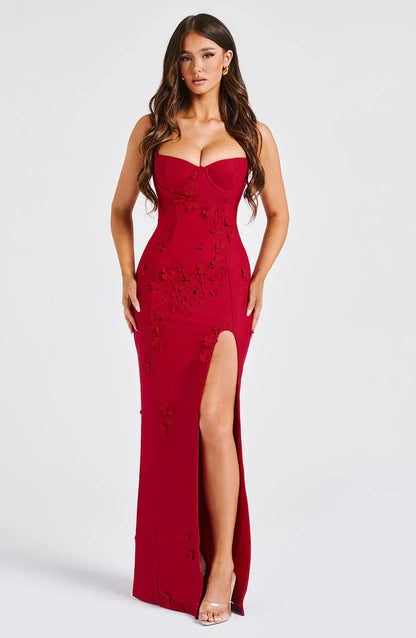 Alexander | Elegantes Blumenapplikations-Maxikleid