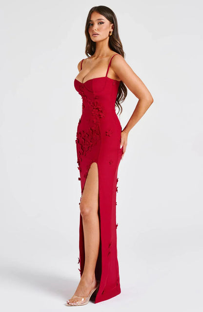Alexander | Elegantes Blumenapplikations-Maxikleid