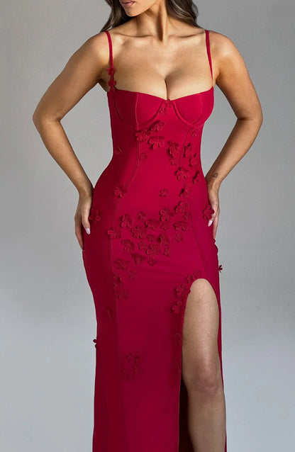 Alexander | Elegantes Blumenapplikations-Maxikleid