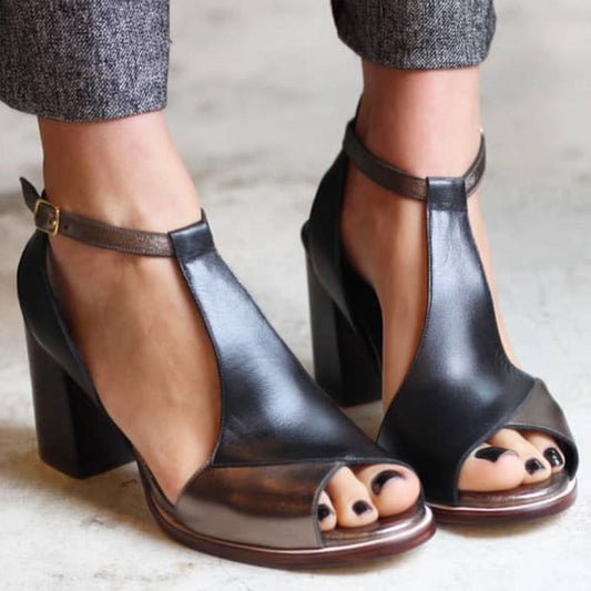 Nadaria | Elegante Patchwork-Peeptoe-Sandalen