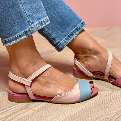 Roselina | Elegante Sandalen in Rosa mit asymmetrischem Color-Block-Stil