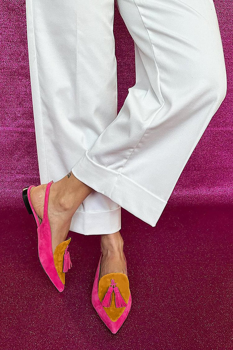 Frendessa | Elegante Ballerinas mit Fransen und dekorativem Knöchelriemen