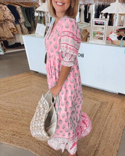 Peyton – Bohemian Kleid mit langen Laternenärmeln