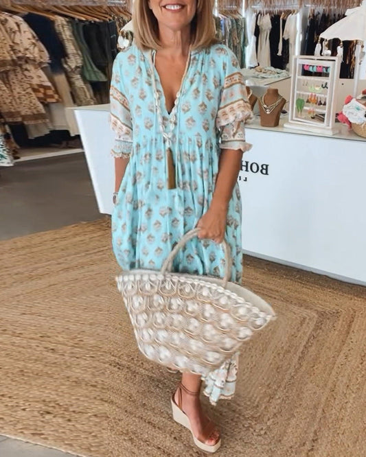 Peyton – Bohemian Kleid mit langen Laternenärmeln