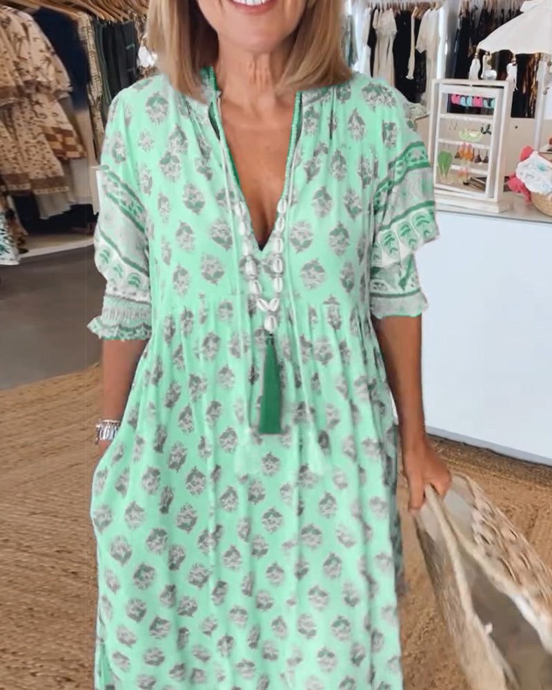 Peyton – Bohemian Kleid mit langen Laternenärmeln