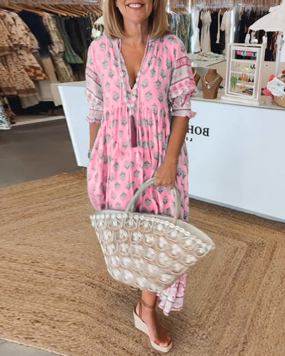 Peyton – Bohemian Kleid mit langen Laternenärmeln