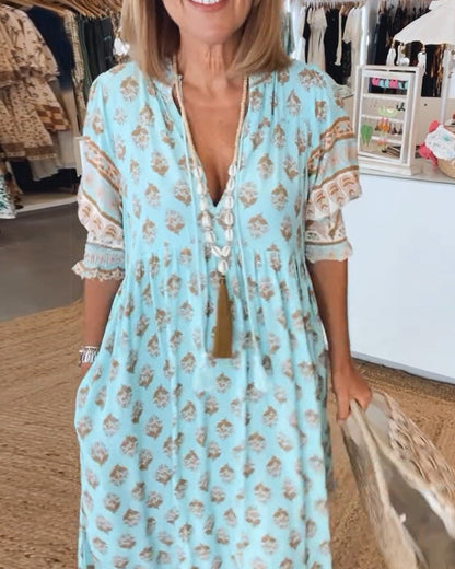 Peyton – Bohemian Kleid mit langen Laternenärmeln