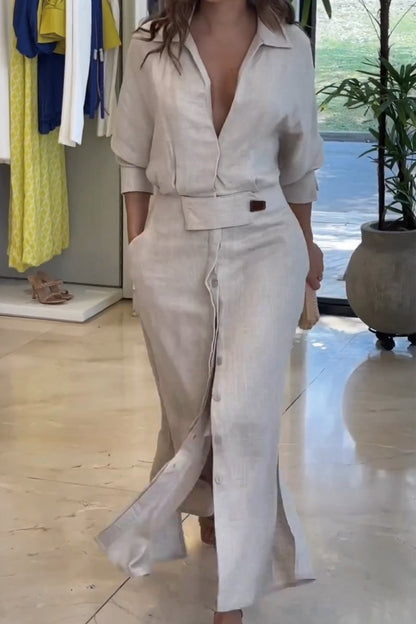Jennifer | Elegantes Maxikleid mit V-Ausschnitt