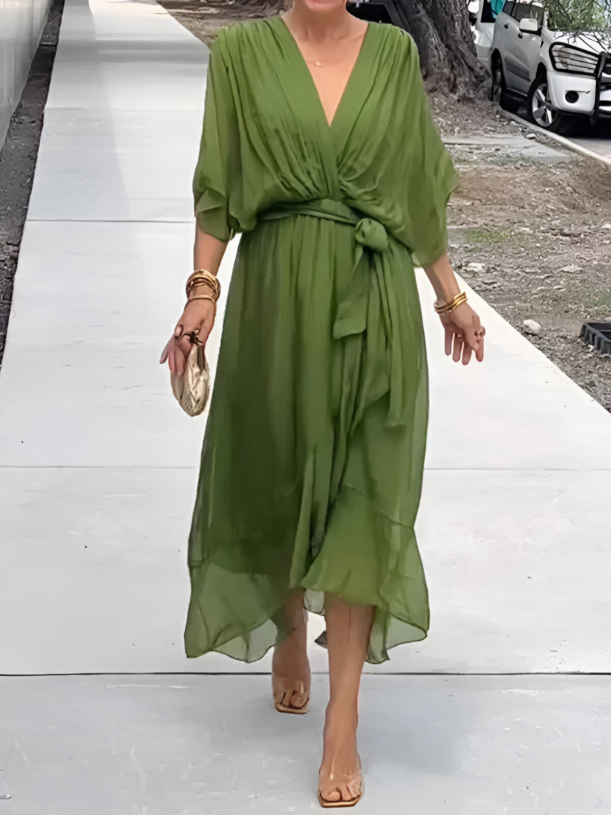 Monica™ | Chiffonkleid mit V-Ausschnitt