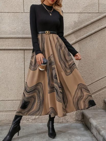 Sylvie | Midi Chic Rock mit Künstlerischem Muster