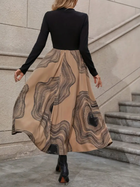 Sylvie | Midi Chic Rock mit Künstlerischem Muster