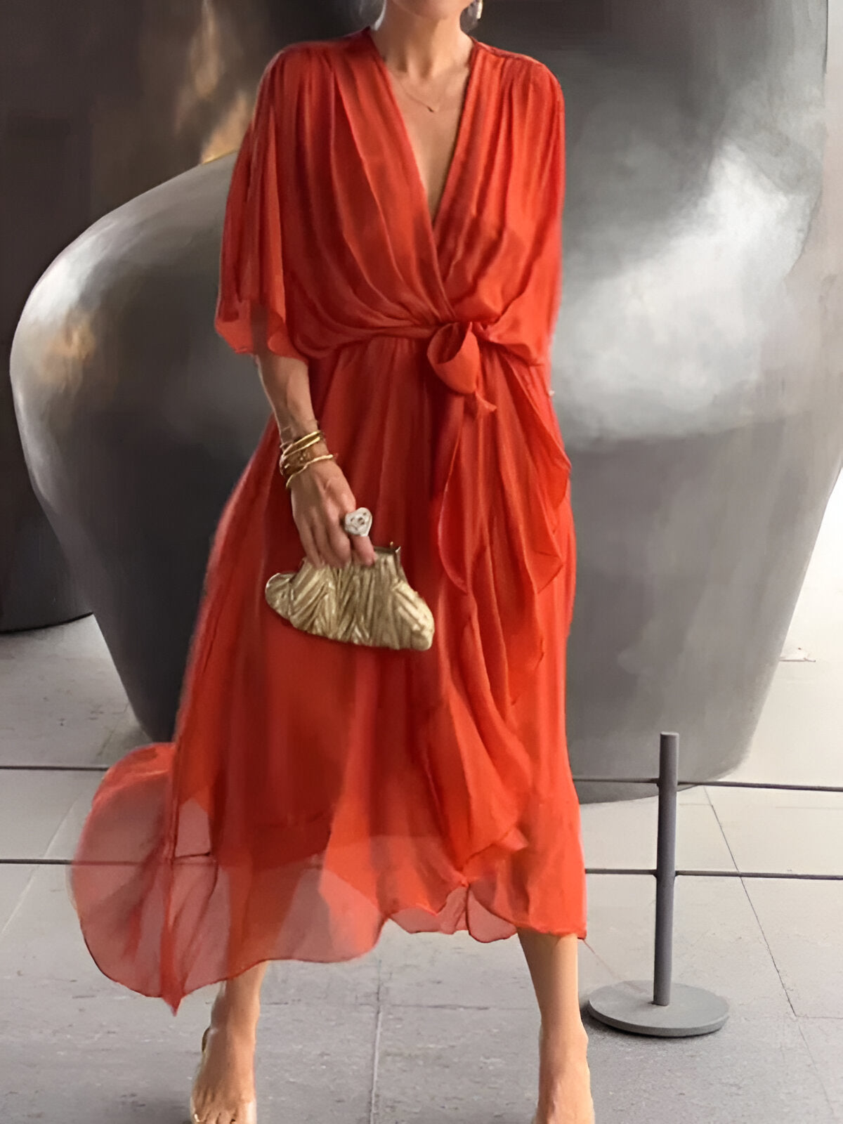 Monica™ | Chiffonkleid mit V-Ausschnitt