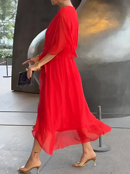 Monica™ | Chiffonkleid mit V-Ausschnitt