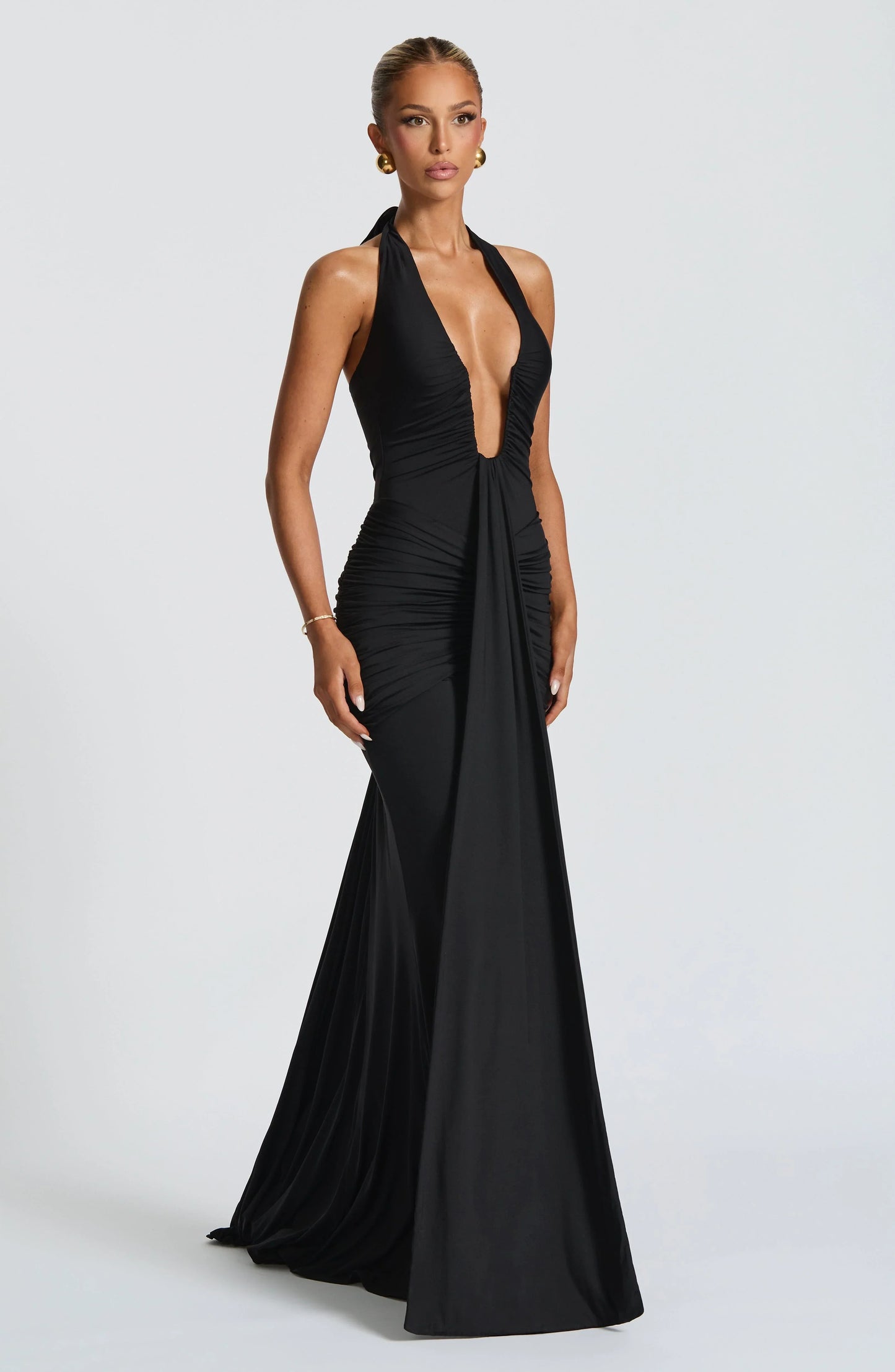 Jennifer | Elegantes Maxi-Kleid aus Drapiertem Jersey