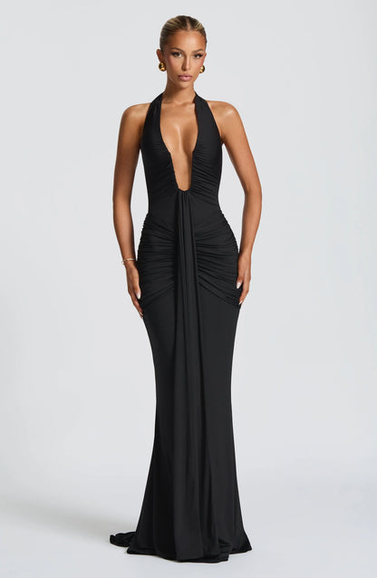 Jennifer | Elegantes Maxi-Kleid aus Drapiertem Jersey