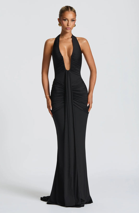 Jennifer | Elegantes Maxi-Kleid aus Drapiertem Jersey