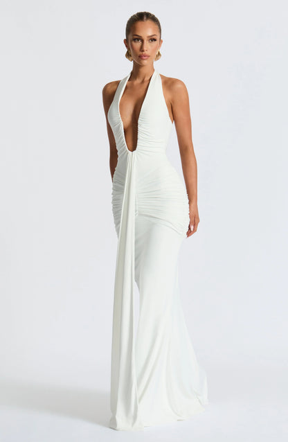 Jennifer | Elegantes Maxikleid aus Jersey mit Drapierung