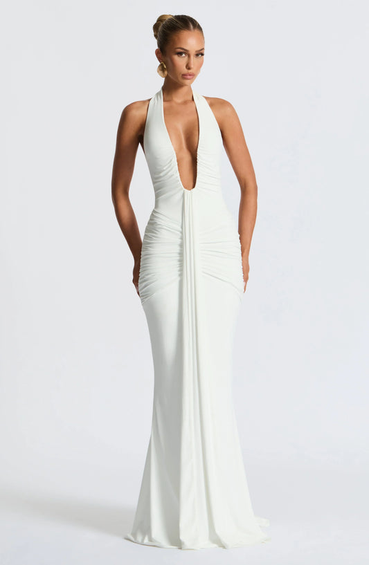Jennifer | Elegantes Maxikleid aus Jersey mit Drapierung