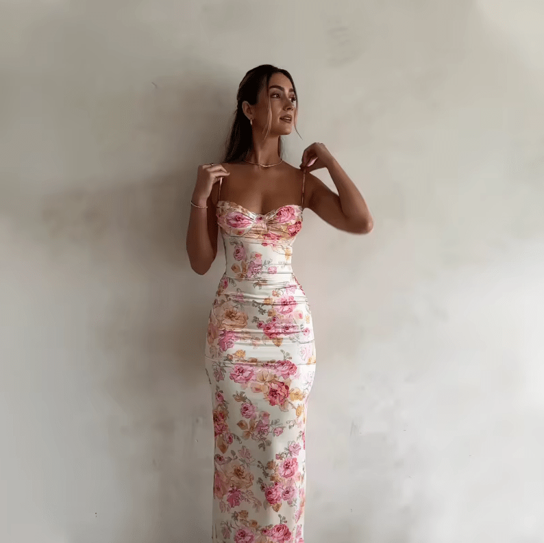 Jennifer | Elegantes Maxikleid mit Blumenmuster