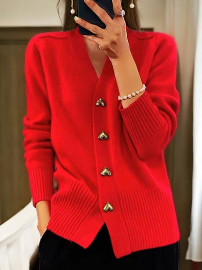 Noemi - Gestrickte Herz-Strickjacke