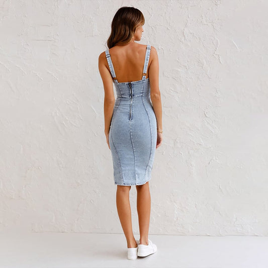 Mona | Elegantes Denim-Camisole-Kleid